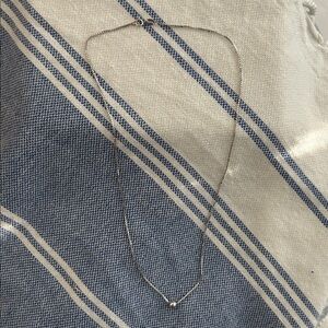 18k White Gold Box Chain Necklace with Ball Charm